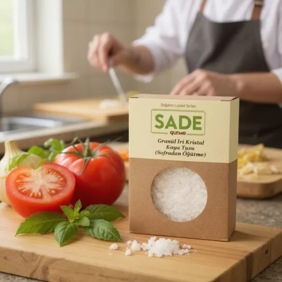 Sade Organik Granül İri Kristal Kaya Tuzu 500 gr - Doğal, Katkısız ve Mineralli | Yeşil Nokta Gurme