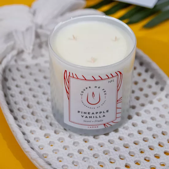Pineapple Vanilla Cam Mum Large 320 gr - Tatlı ve Meyveli Yaz Kokusu | Coupe de Feu