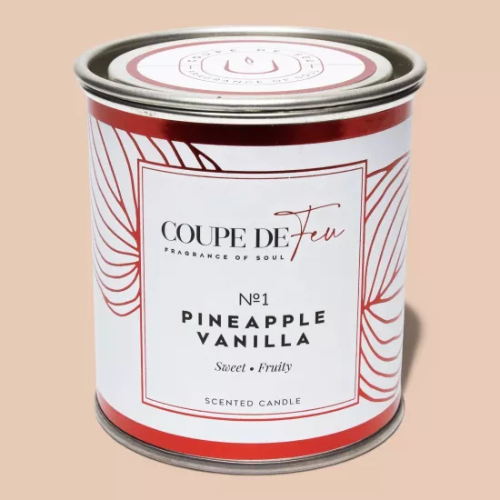 Pineapple Vanilla Teneke Mum Medium 240 gr - Tatlı ve Meyveli Yaz Kokusu | Coupe de Feu
