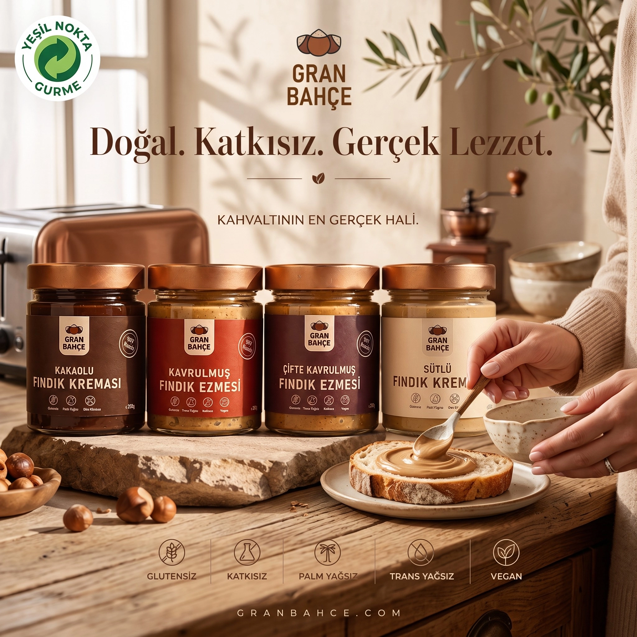 %45 Fındıklı Katkısız Kakaolu Fındık Kreması